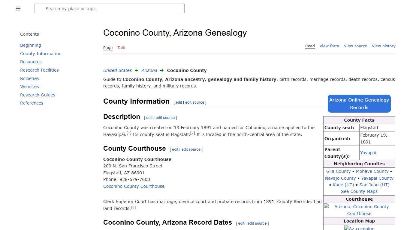Coconino County, Arizona Genealogy • FamilySearch